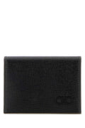 Salvatore Ferragamo Men Black Leather Card Holder