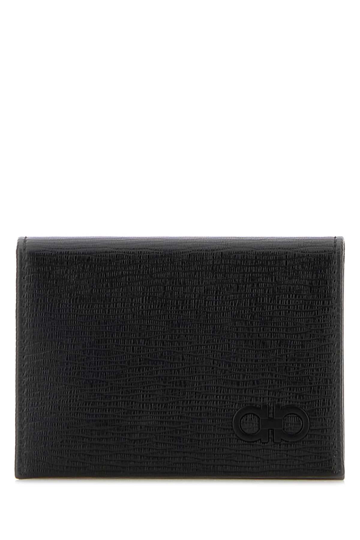 Salvatore Ferragamo Men Black Leather Card Holder