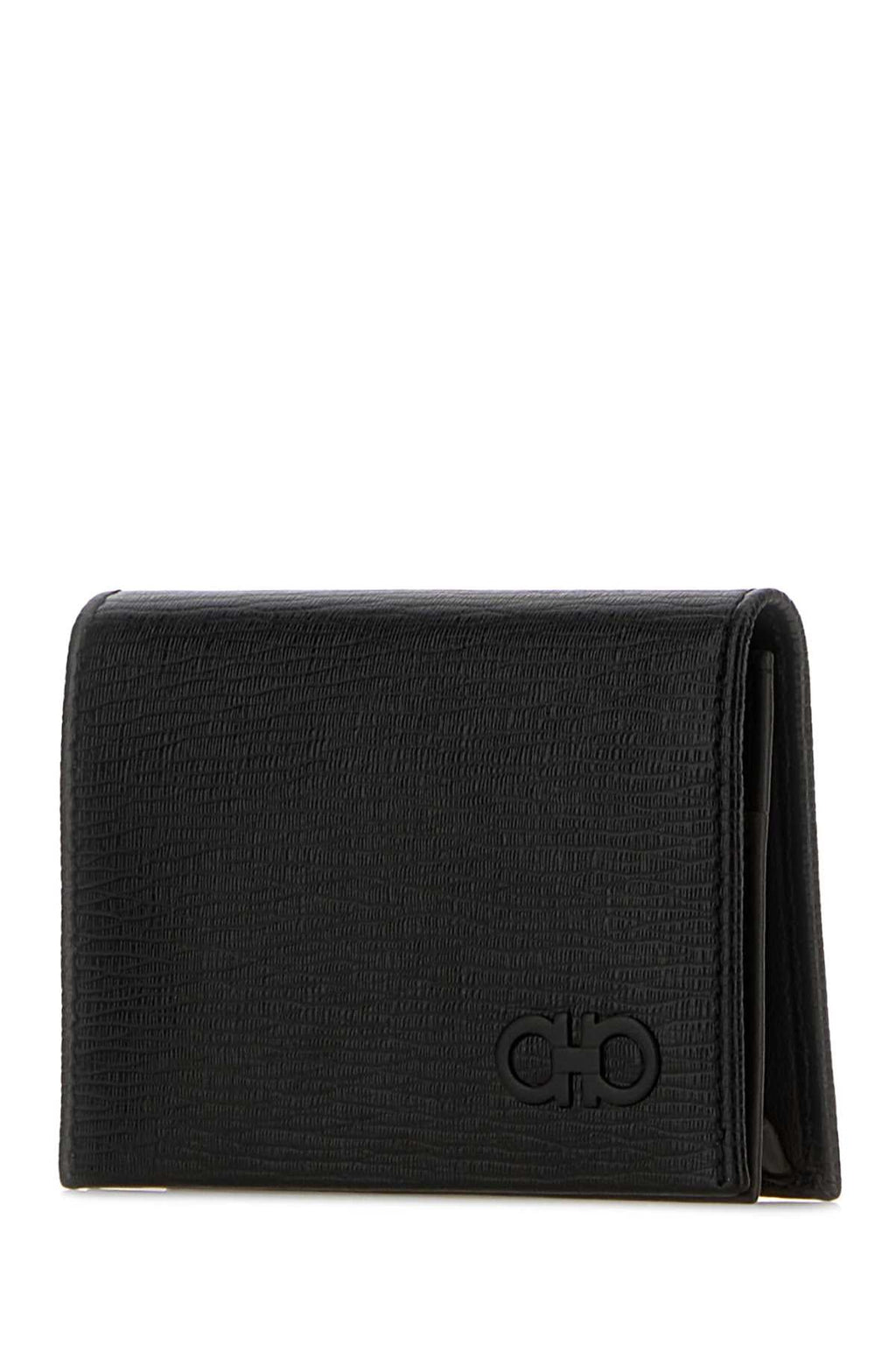 Salvatore Ferragamo Men Black Leather Card Holder