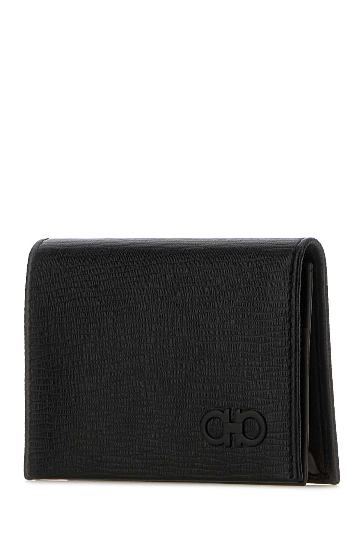Salvatore Ferragamo Men Black Leather Card Holder