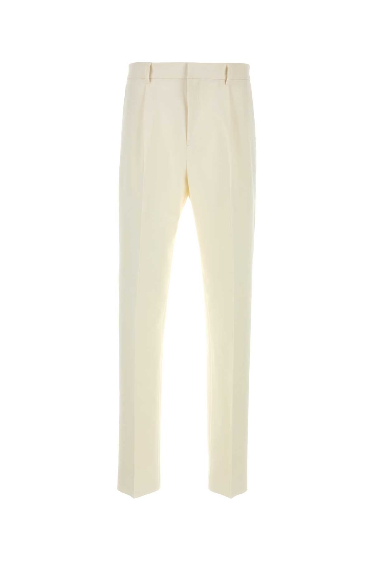 Salvatore Ferragamo Men Ivory Cotton Blend Pant