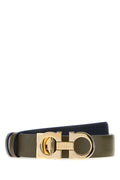 Salvatore Ferragamo Women Army Green Leather Reversibile Belt
