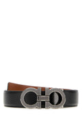 Salvatore Ferragamo Men Black Leather Reversible Belt