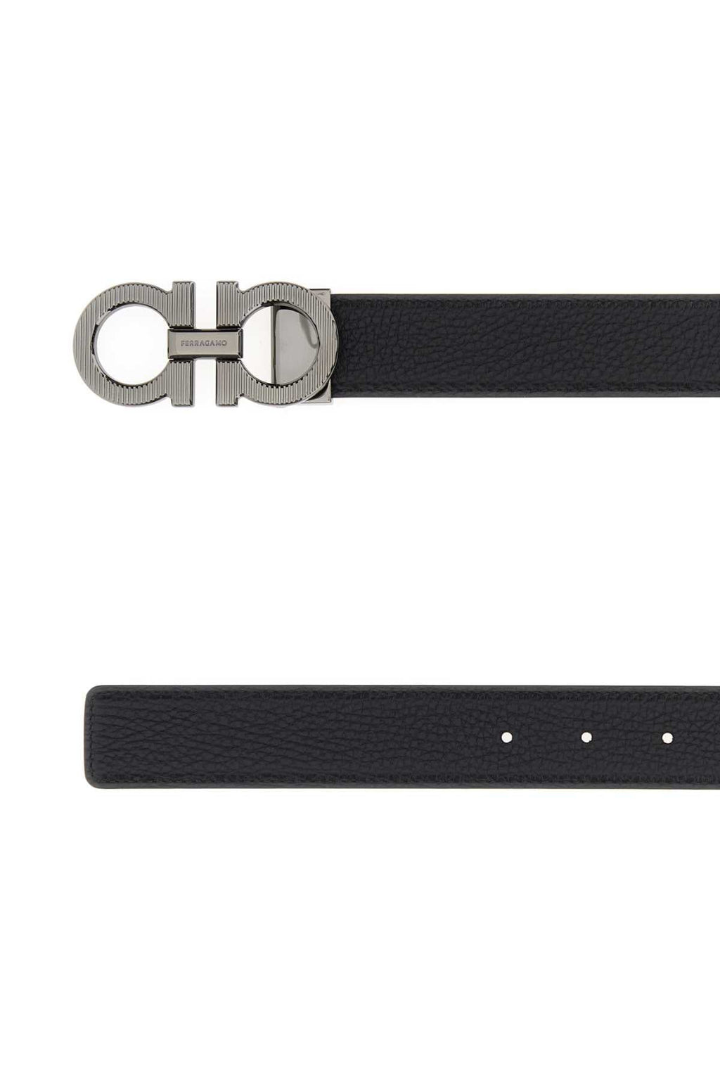 Salvatore Ferragamo Men Black Leather Reversible Belt