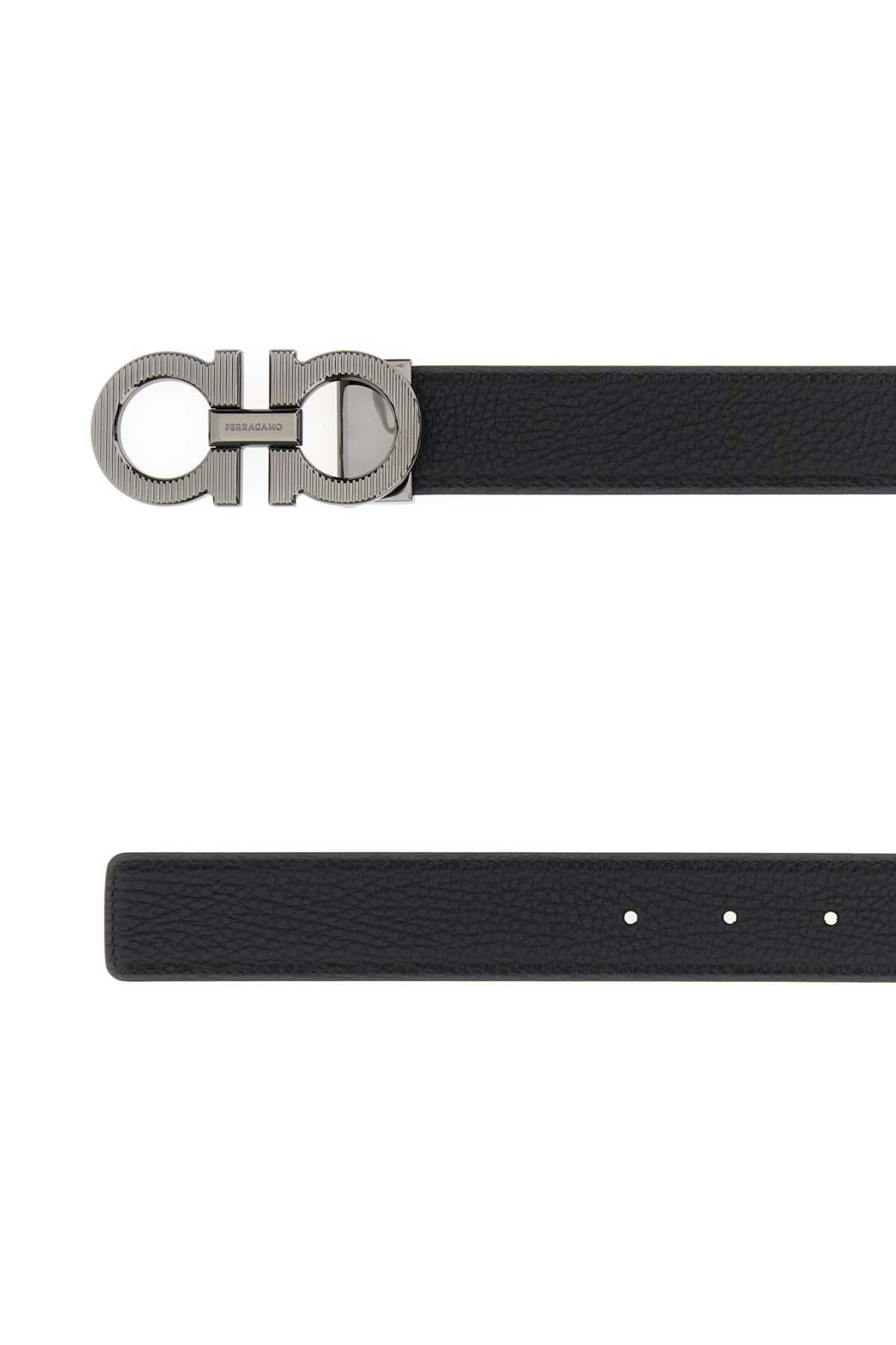Salvatore Ferragamo Men Black Leather Reversible Belt