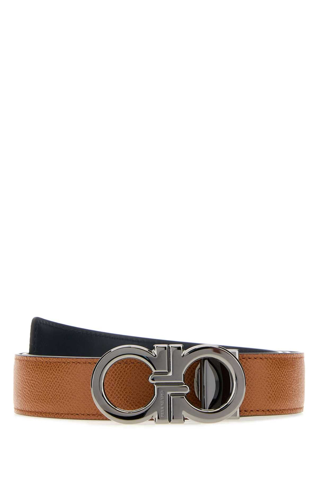Salvatore Ferragamo Men Biscuit Leather Reversible Belt