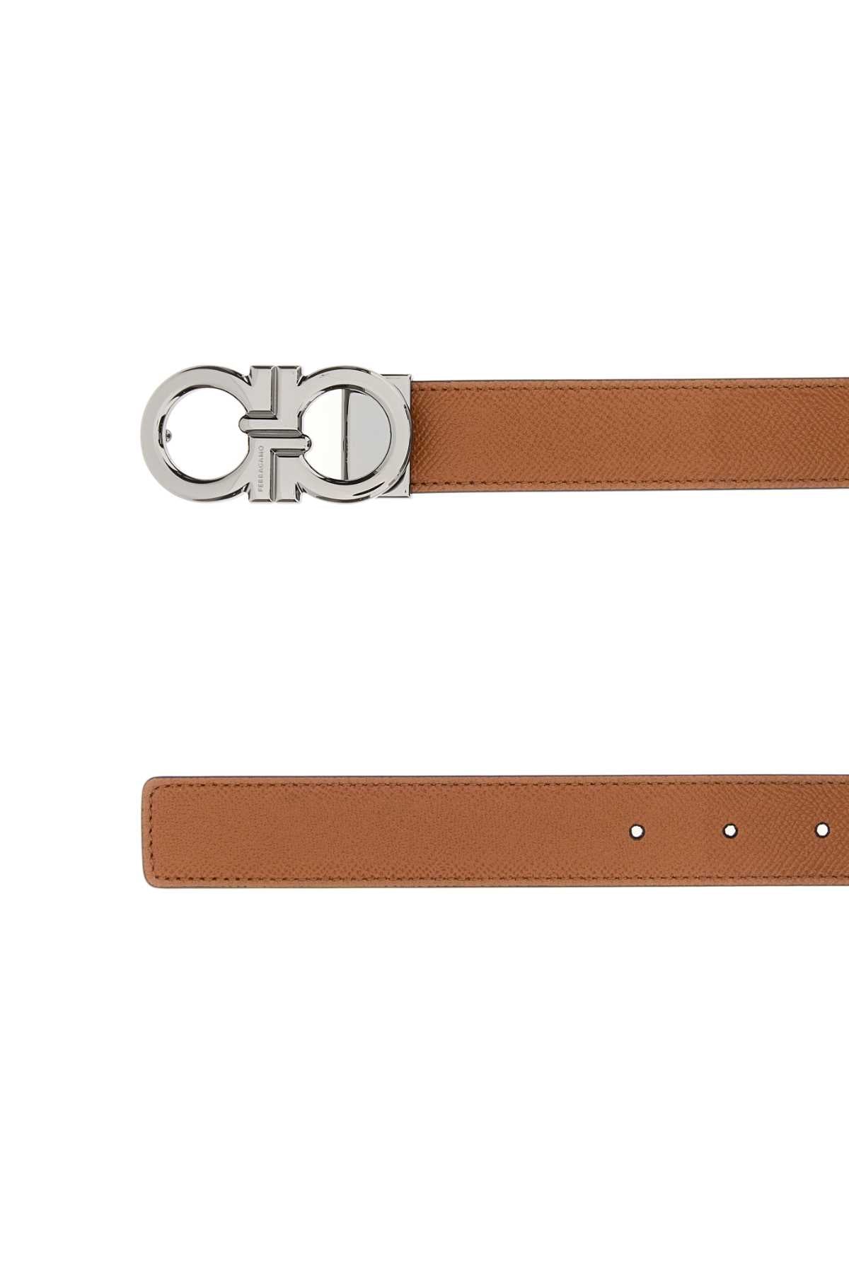 Salvatore Ferragamo Men Biscuit Leather Reversible Belt