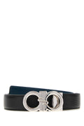 Salvatore Ferragamo Men Black Leather Reversible Belt
