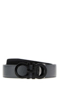 Salvatore Ferragamo Men Dark Grey Leather Reversible Belt