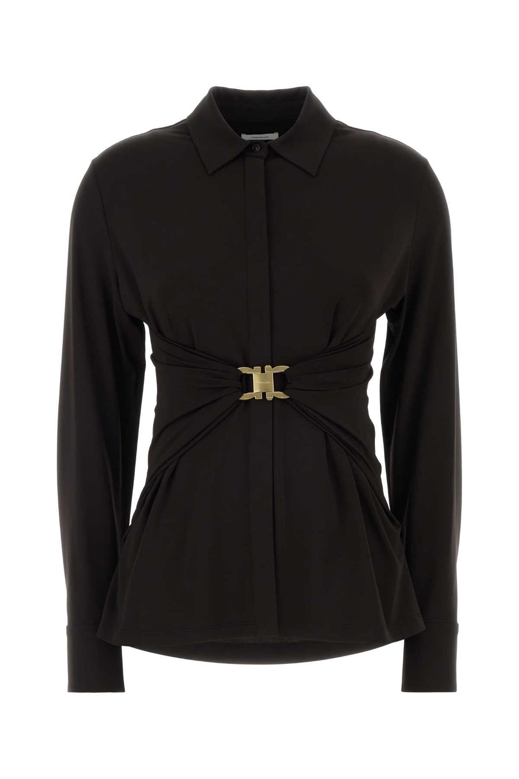 Salvatore Ferragamo Women Dark Brown Stretch Viscose Shirt