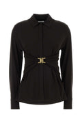 Salvatore Ferragamo Women Dark Brown Stretch Viscose Shirt
