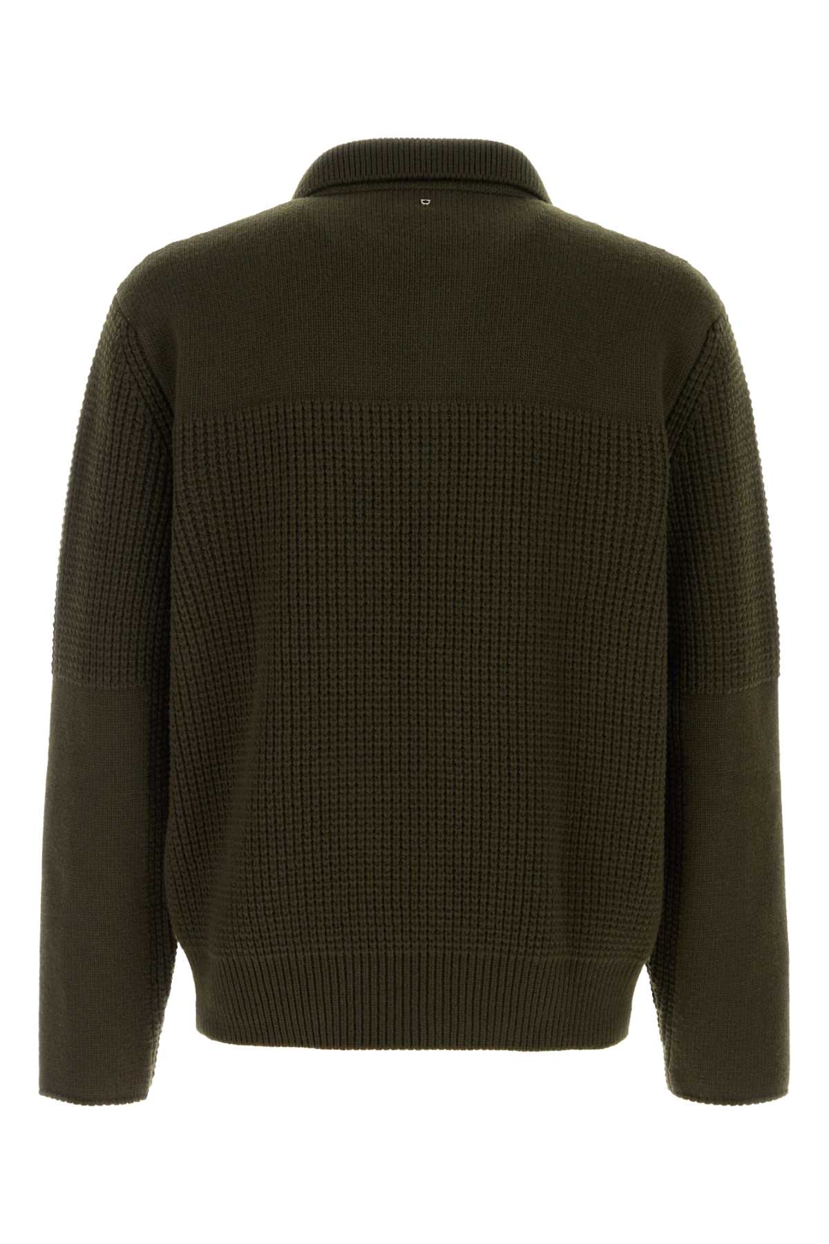 Salvatore Ferragamo Men Olive Green Wool Sweater