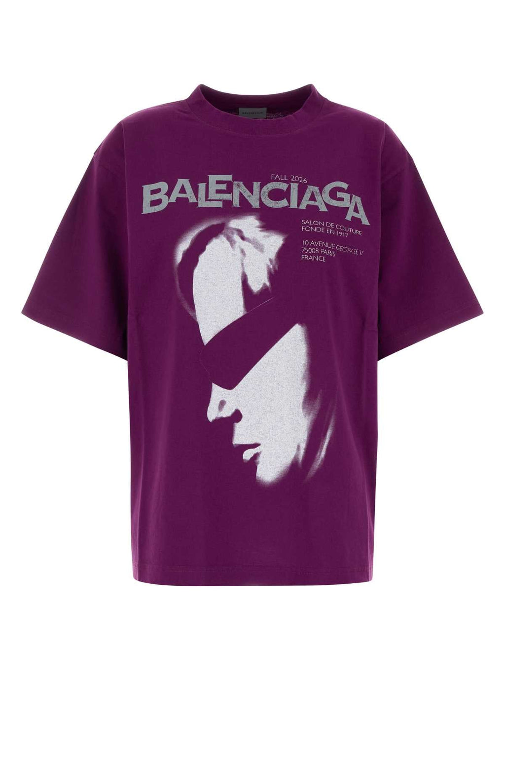 Balenciaga Women Purple Cotton Oversize T-Shirt