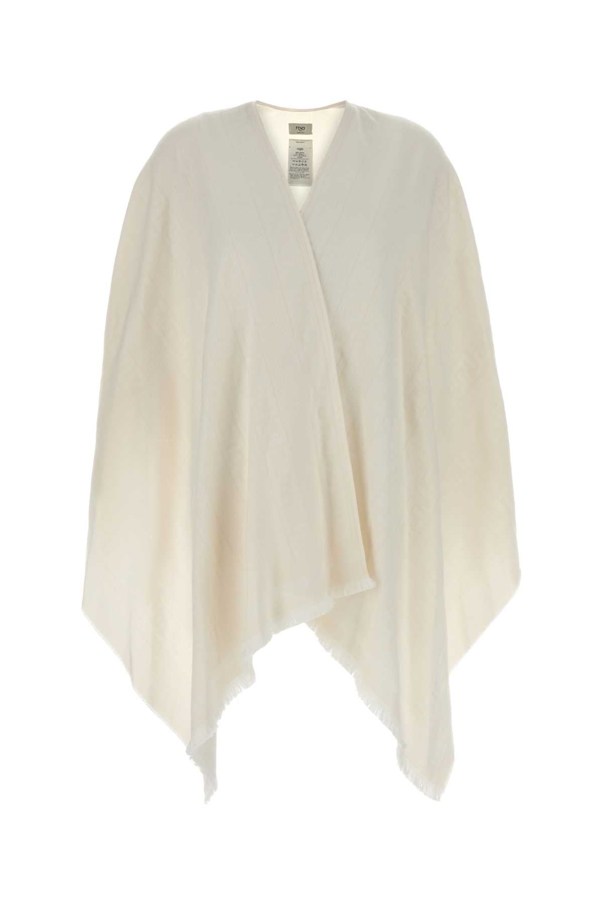 Fendi Women Ivory Wool Blend Cape