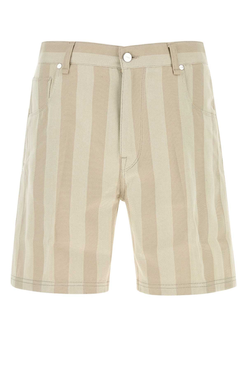 Fendi Men Embroidered Canvas Bermuda Shorts