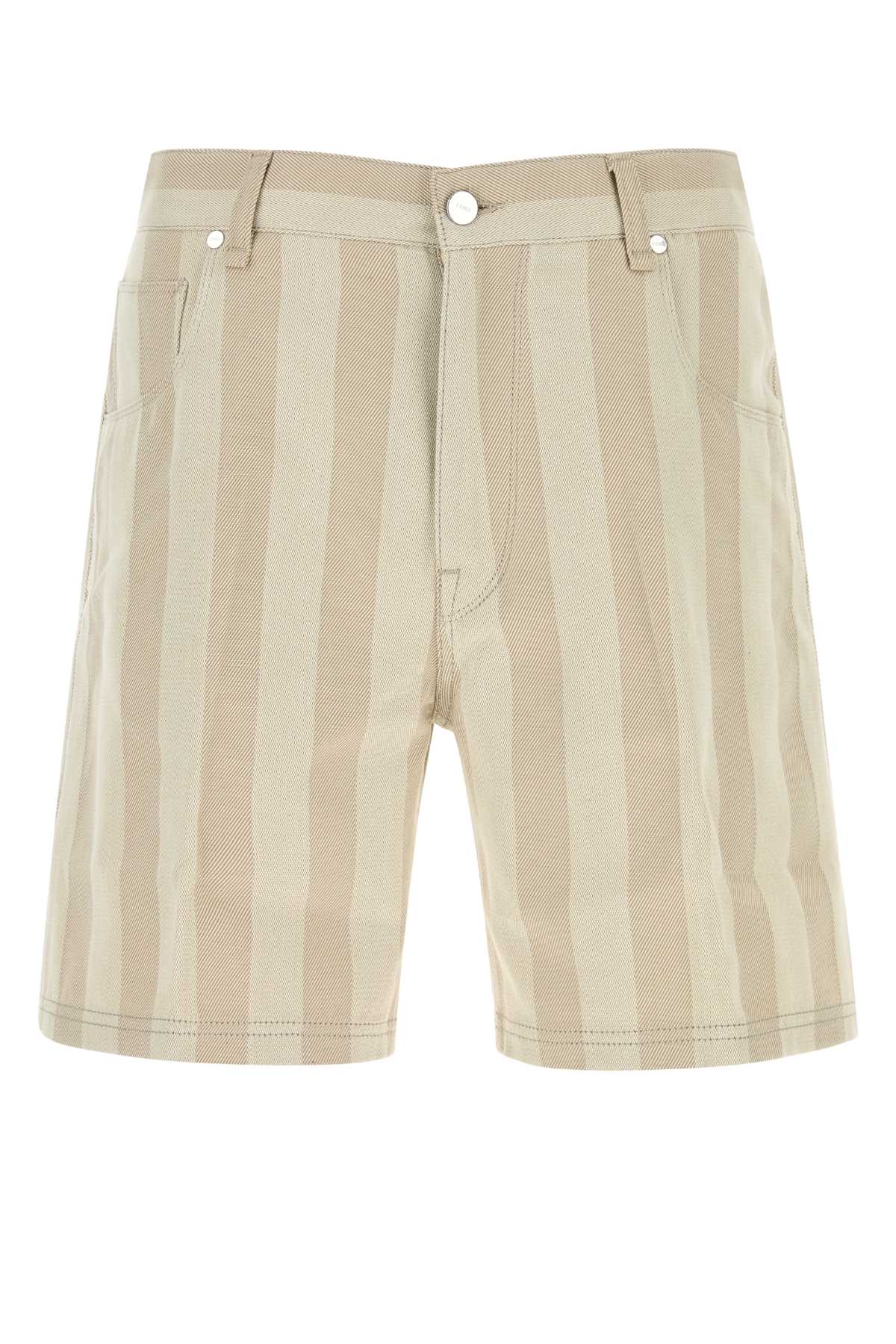 Fendi Men Embroidered Canvas Bermuda Shorts
