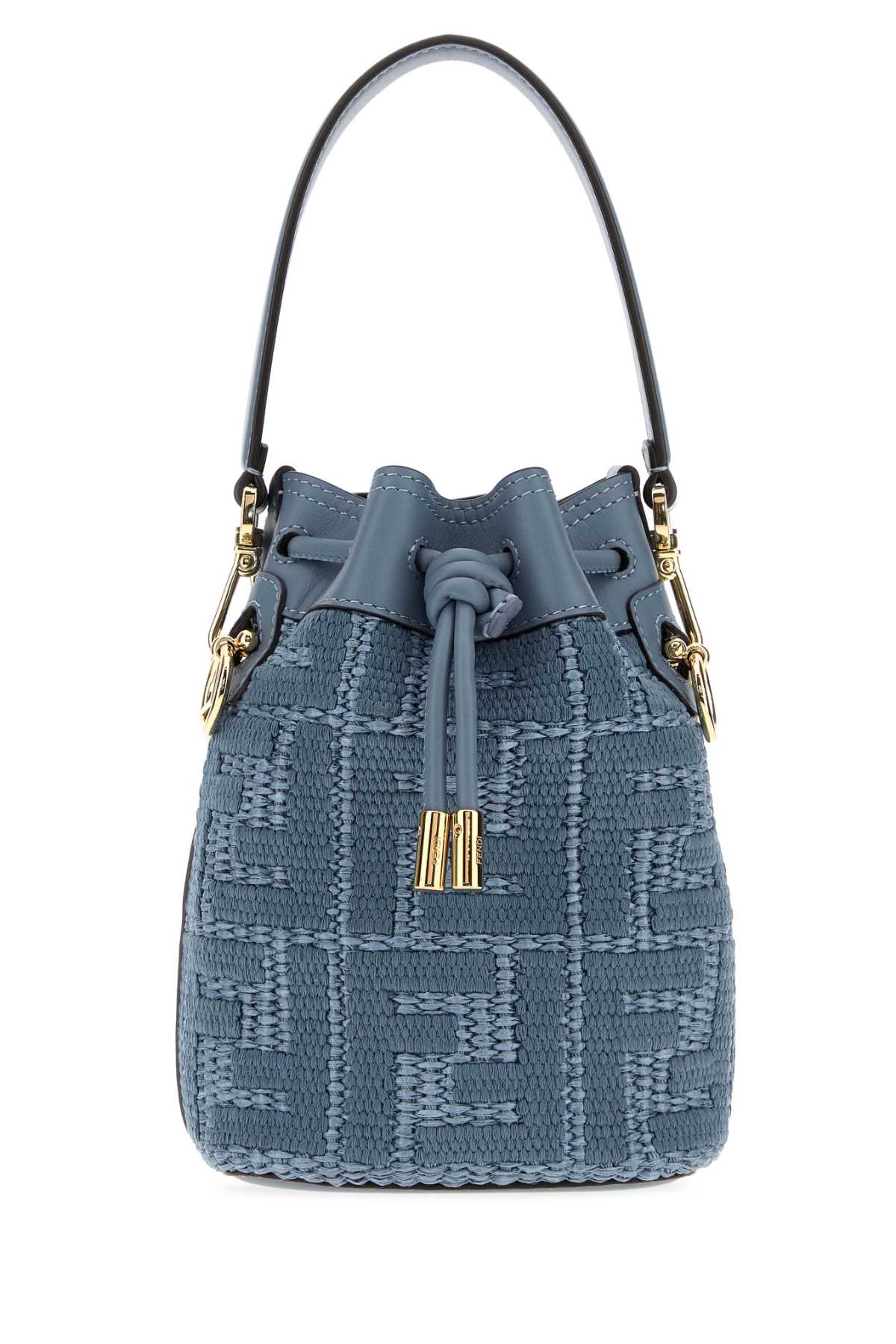 Fendi Women Cerulean Blue Raffia Mon Tresor Bucket Bag