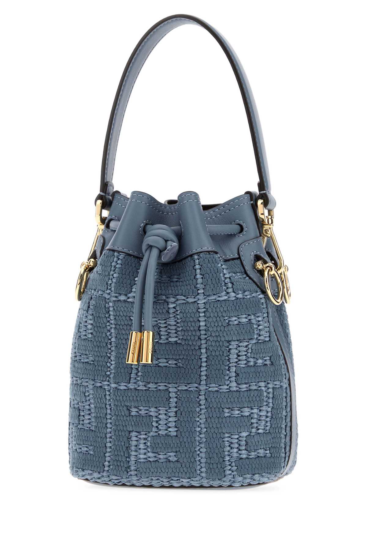 Fendi Women Cerulean Blue Raffia Mon Tresor Bucket Bag