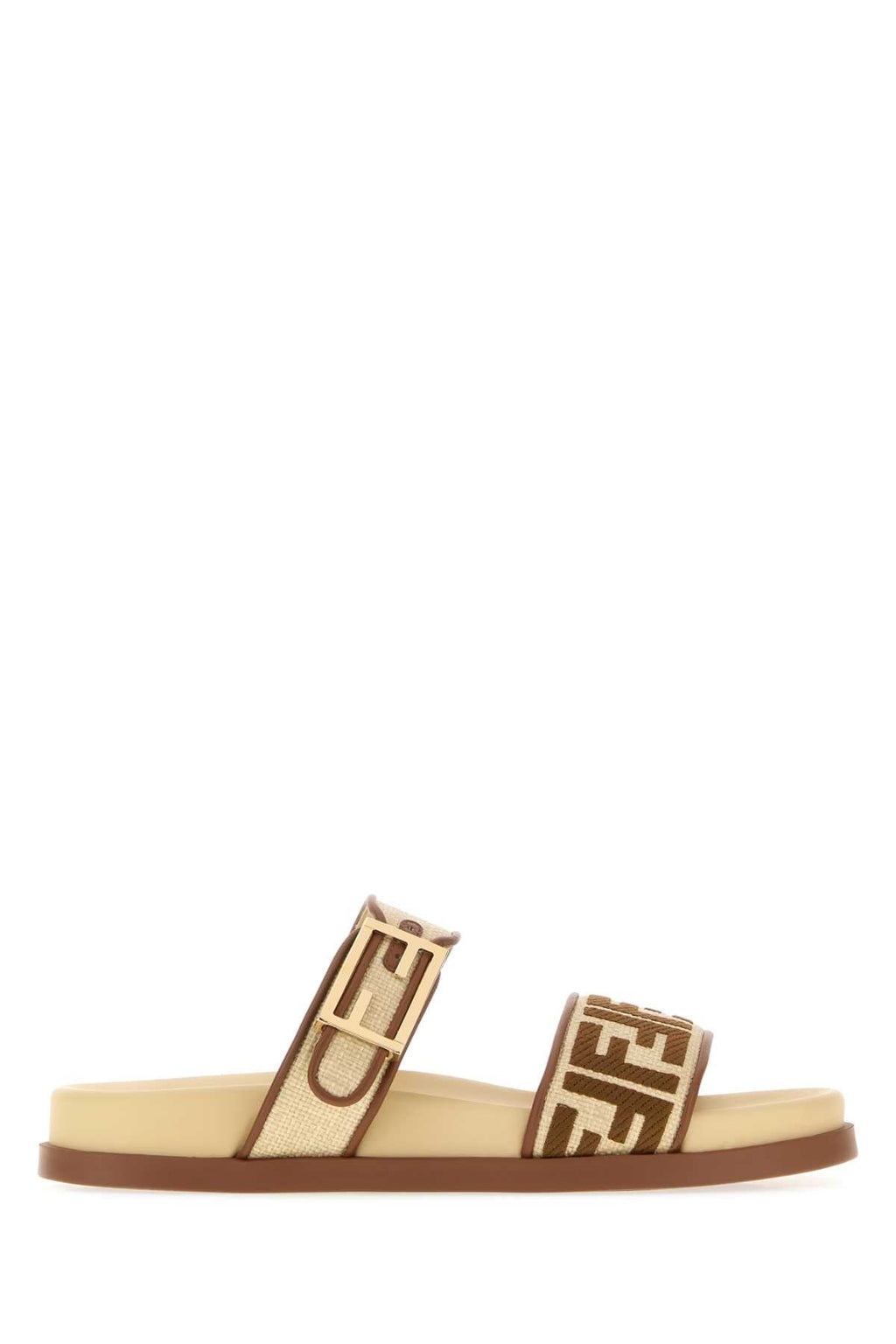 Fendi Women Two-Tone Raffia Fendi Feel Slippers