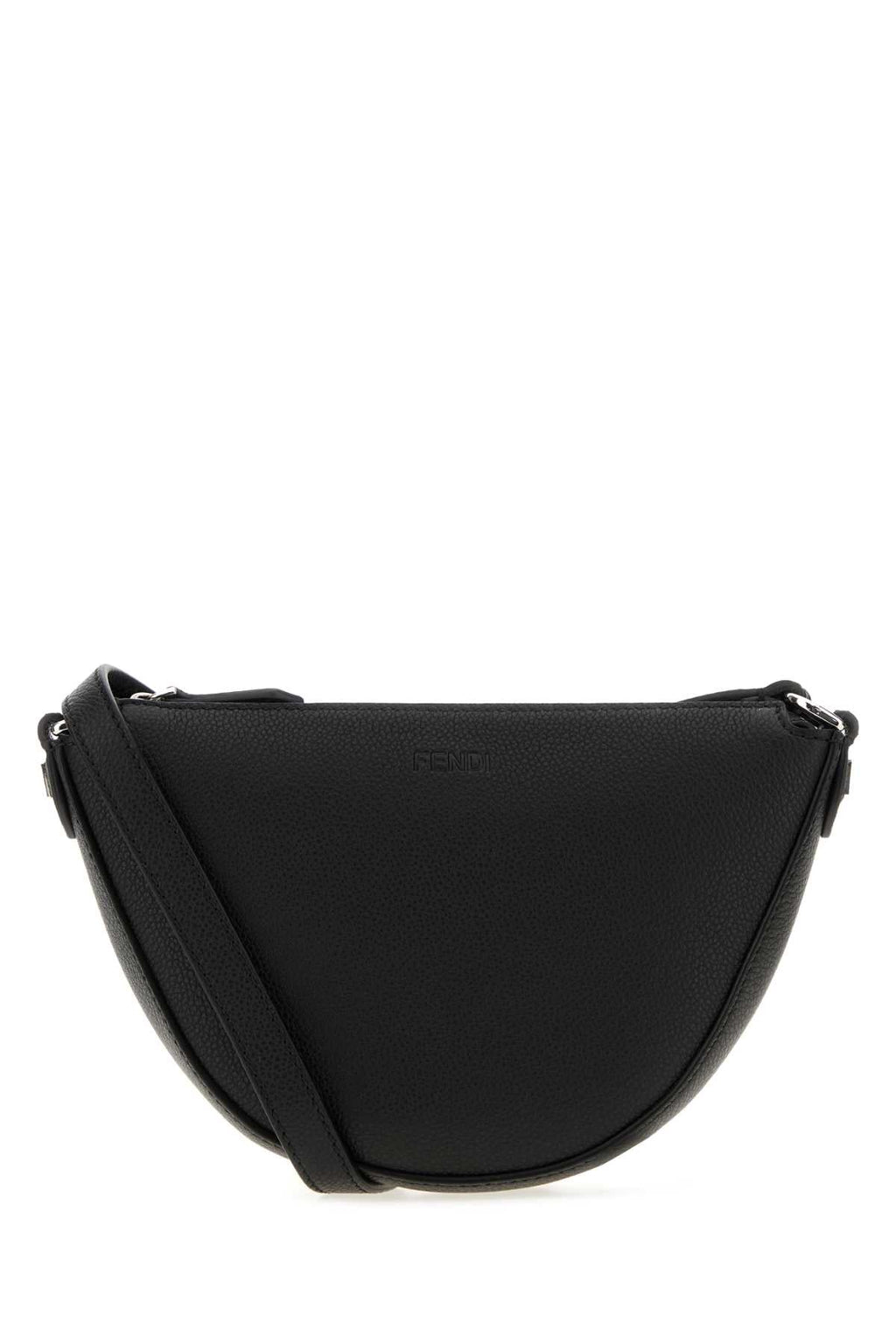 Fendi Men Black Leather Mini Fendi Melon Crossbody Bag