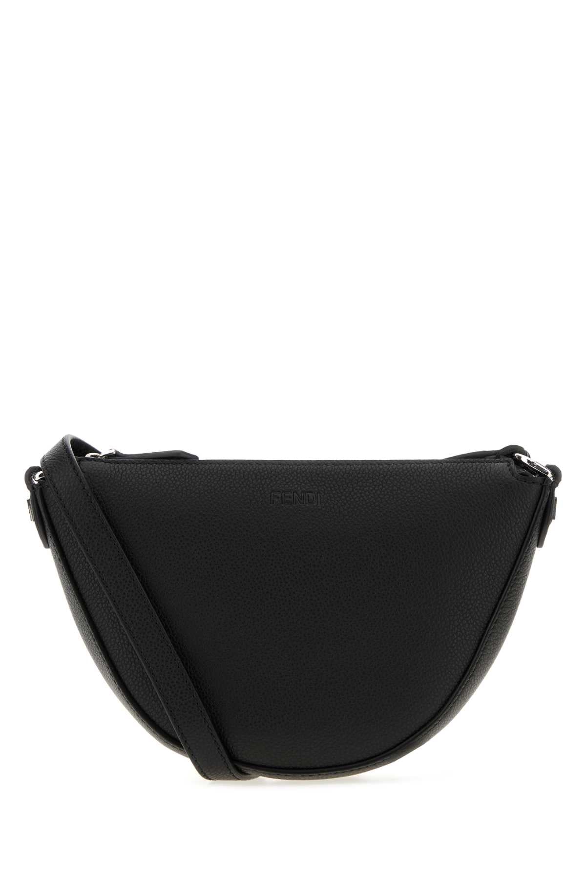 Fendi Men Black Leather Mini Fendi Melon Crossbody Bag