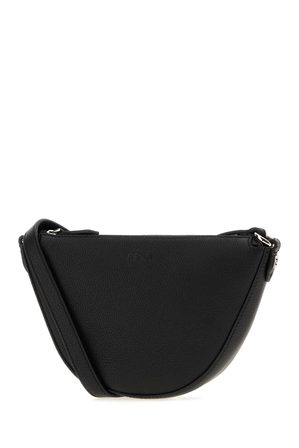 Fendi Men Black Leather Mini Fendi Melon Crossbody Bag