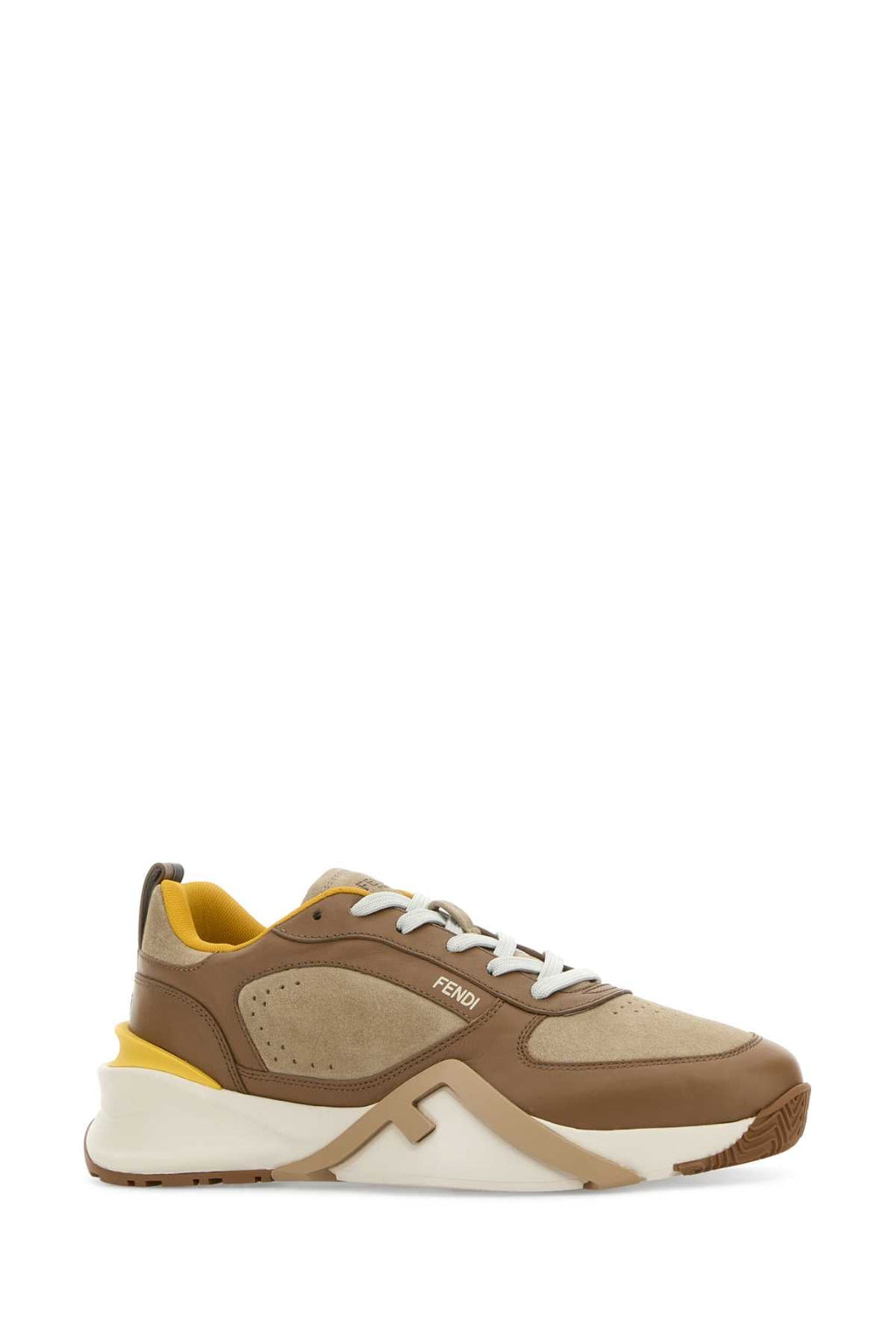 Fendi Men Two-Tone Leather And Suede Fendi Flow Sneakers