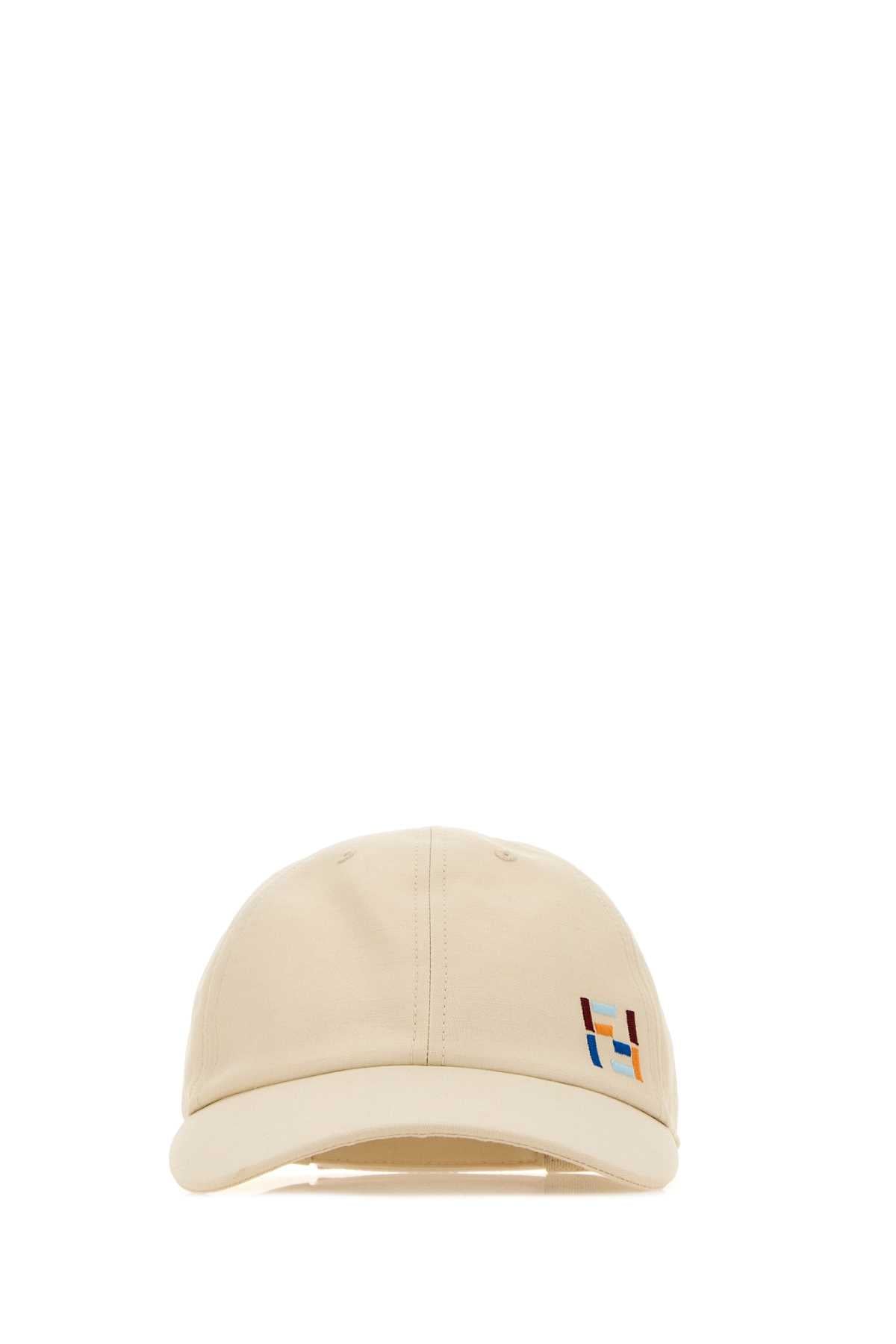 Fendi Men White Cotton Blend Baseball Cap