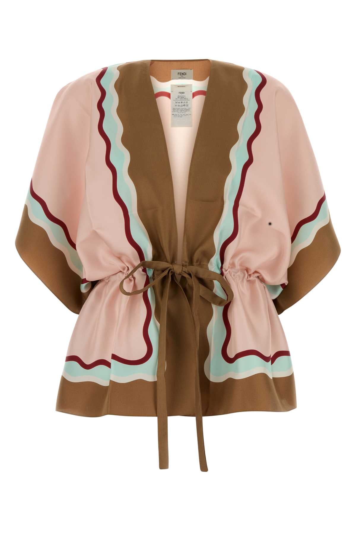 Fendi Women Printed Silk Poncho