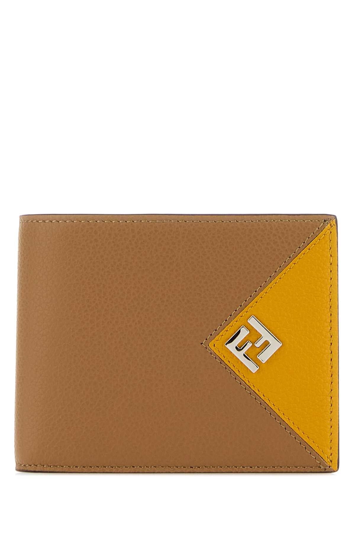 Fendi Men Beige Leather Wallet