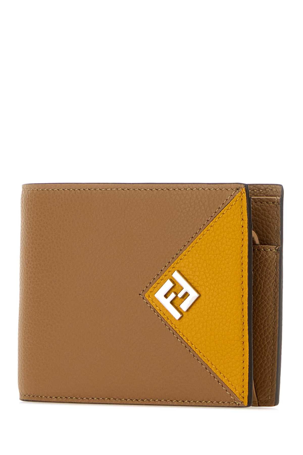 Fendi Men Beige Leather Wallet