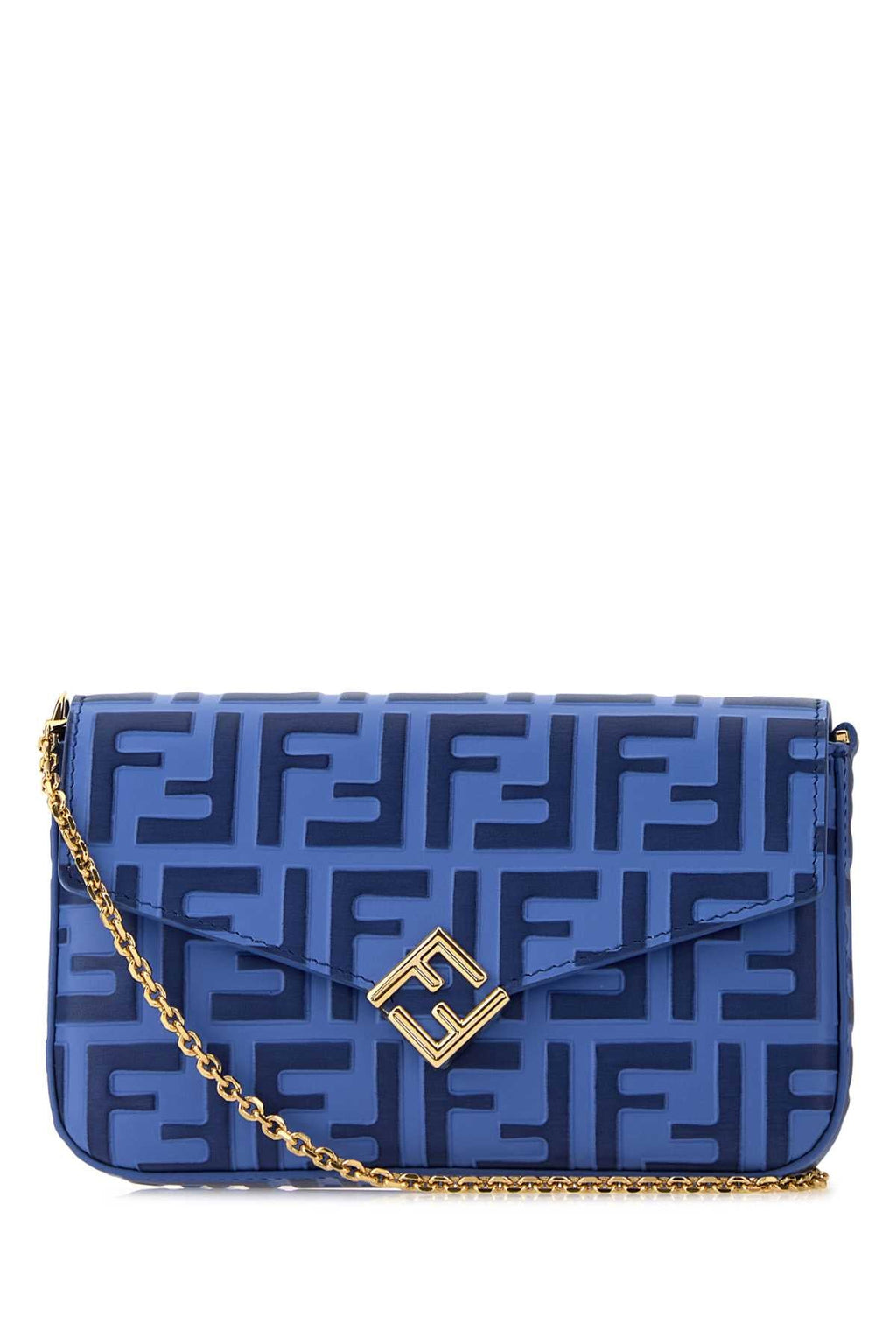 Fendi Women Blue Leather Ff Diamonds Wallet