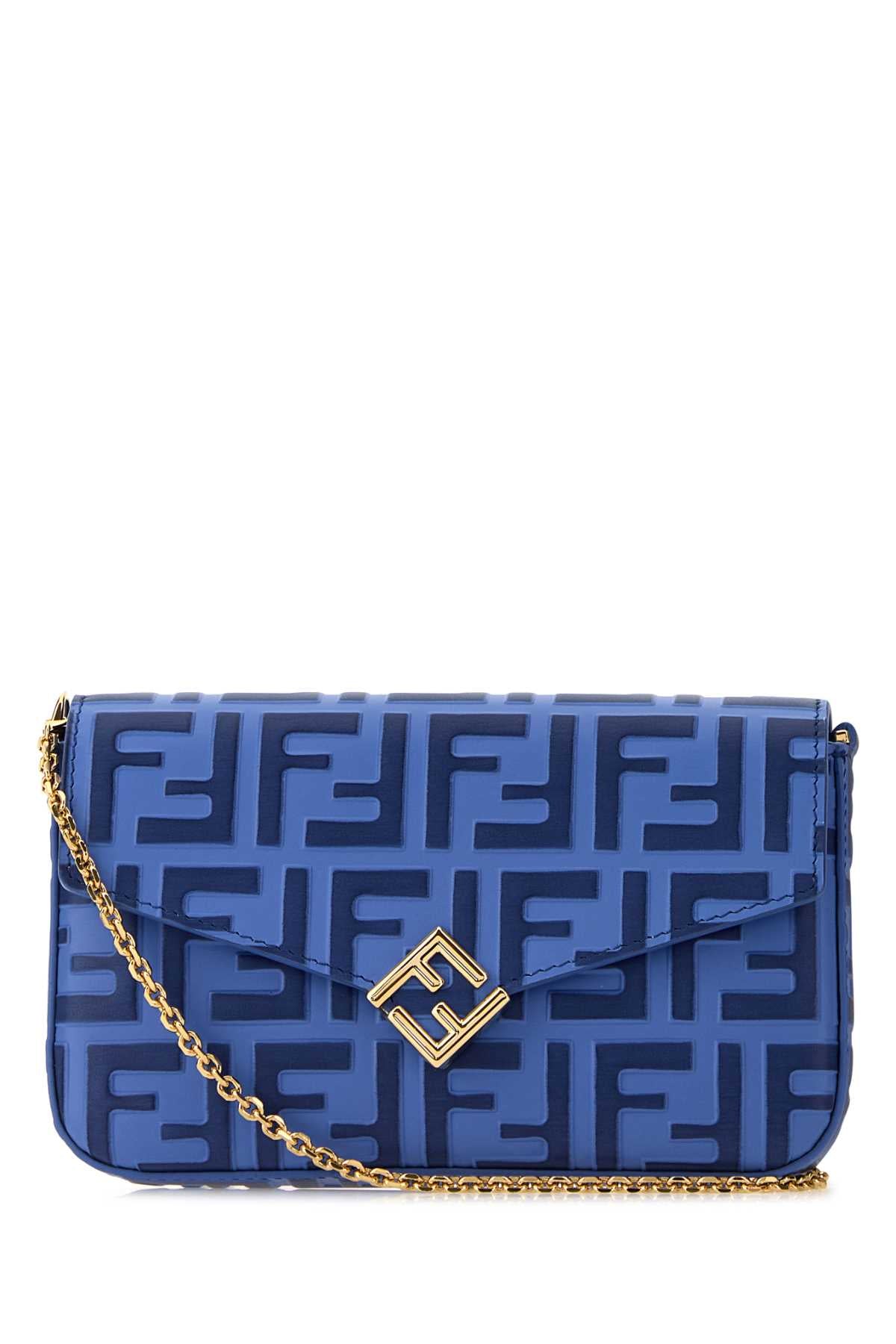 Fendi Women Blue Leather Ff Diamonds Wallet