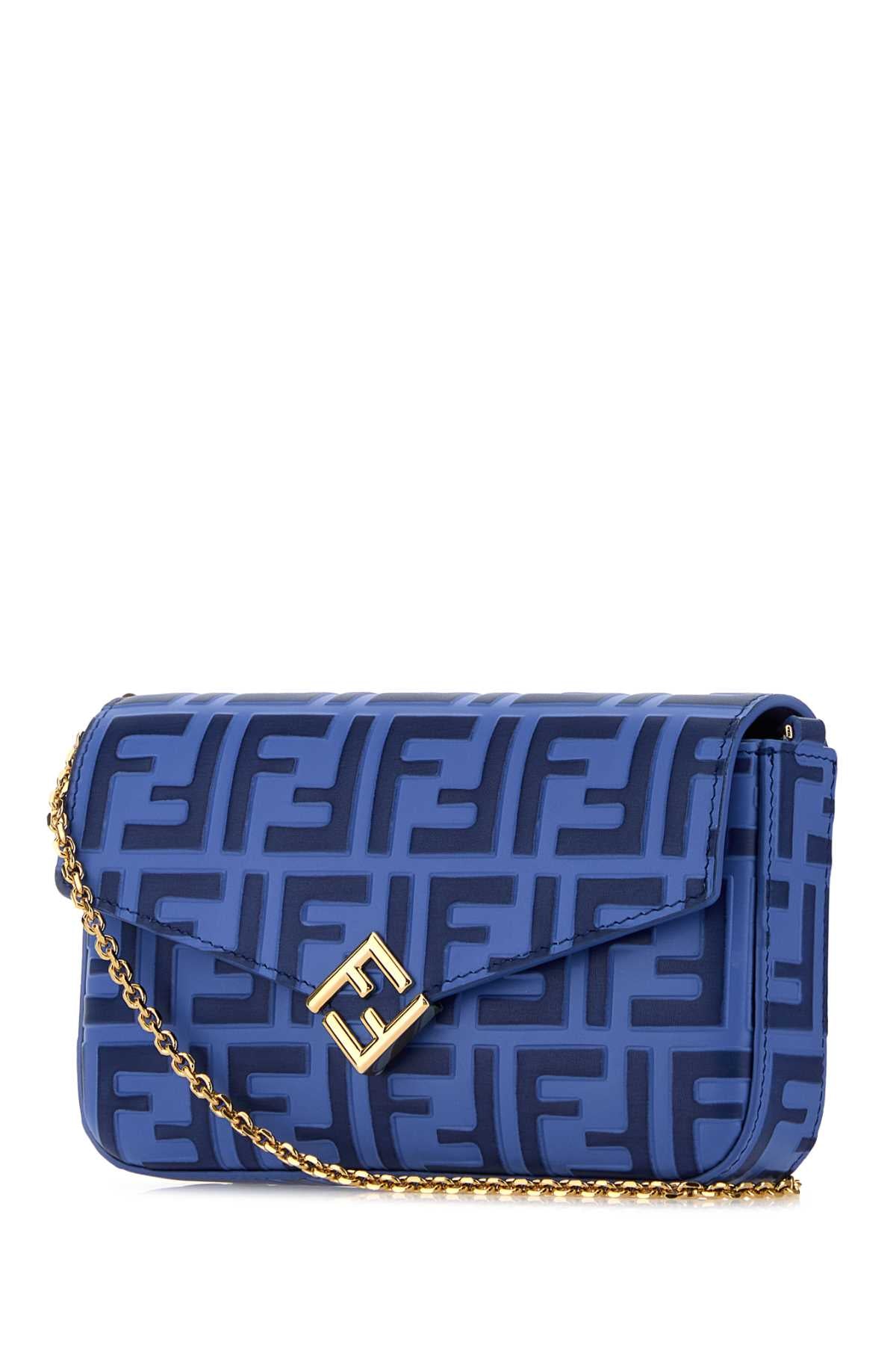 Fendi Women Blue Leather Ff Diamonds Wallet