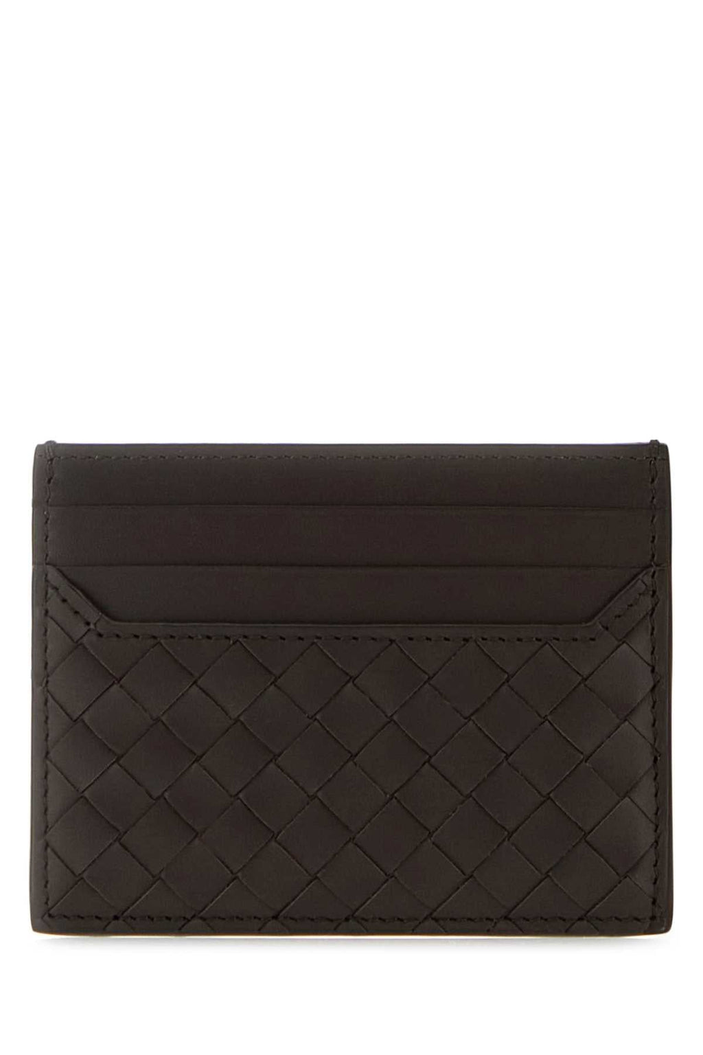 Bottega Veneta Men Dark Brown Leather Card Holder