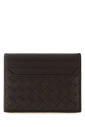 Bottega Veneta Men Dark Brown Leather Card Holder