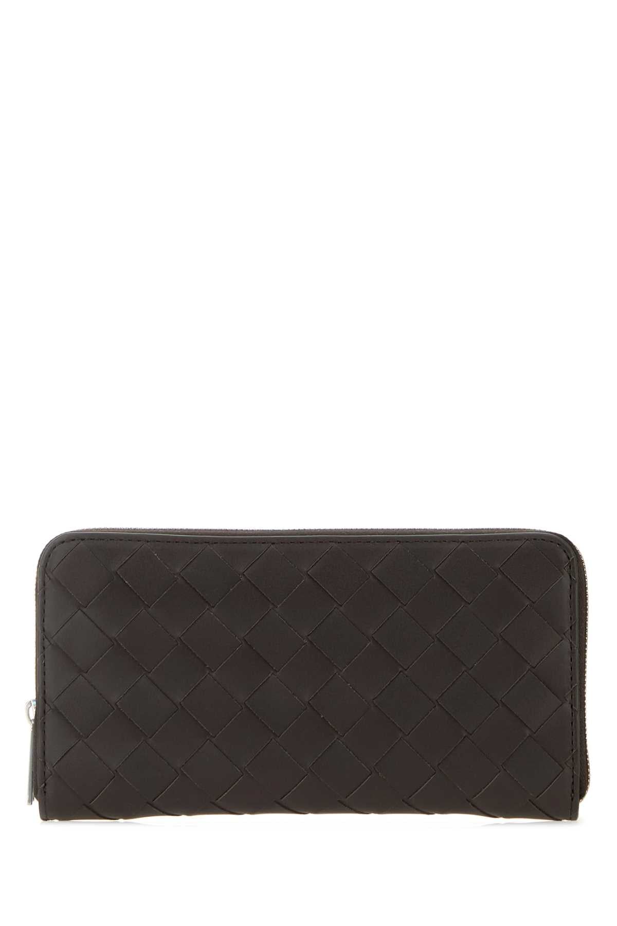 Bottega Veneta Men Dark Brown Leather Wallet