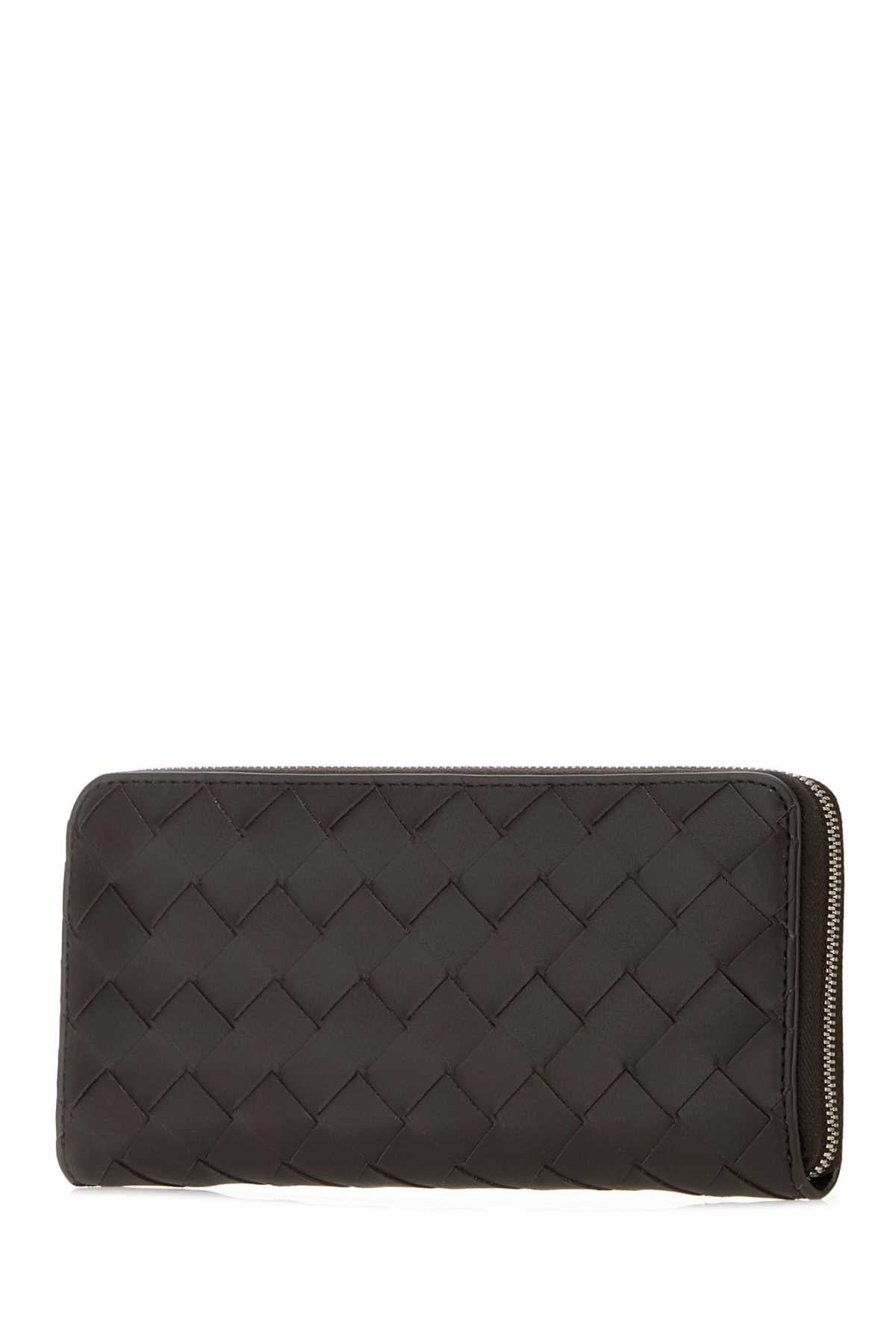 Bottega Veneta Men Dark Brown Leather Wallet
