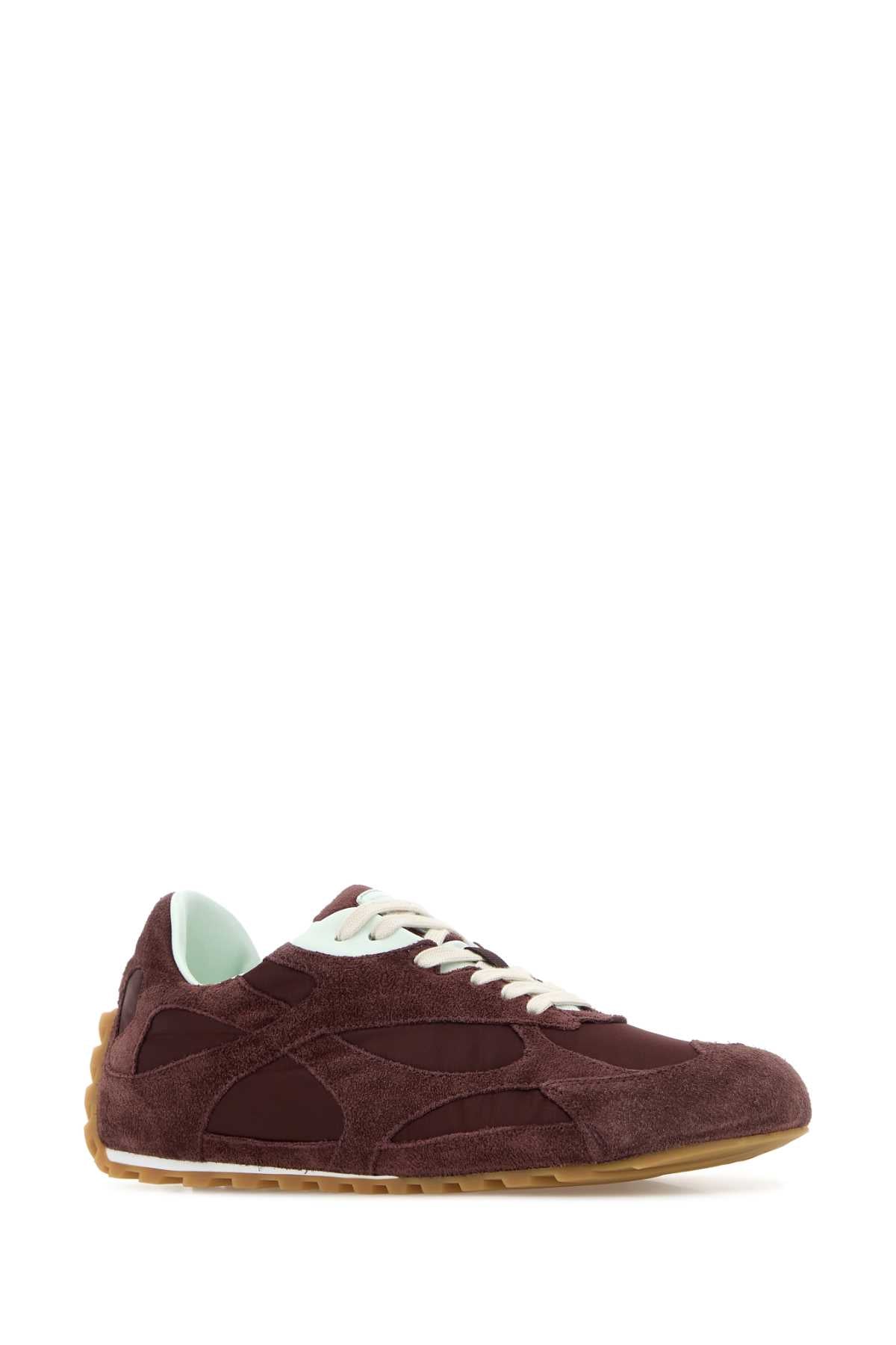Bottega Veneta Women Burgundy Suede And Fabric Orbit Sneakers