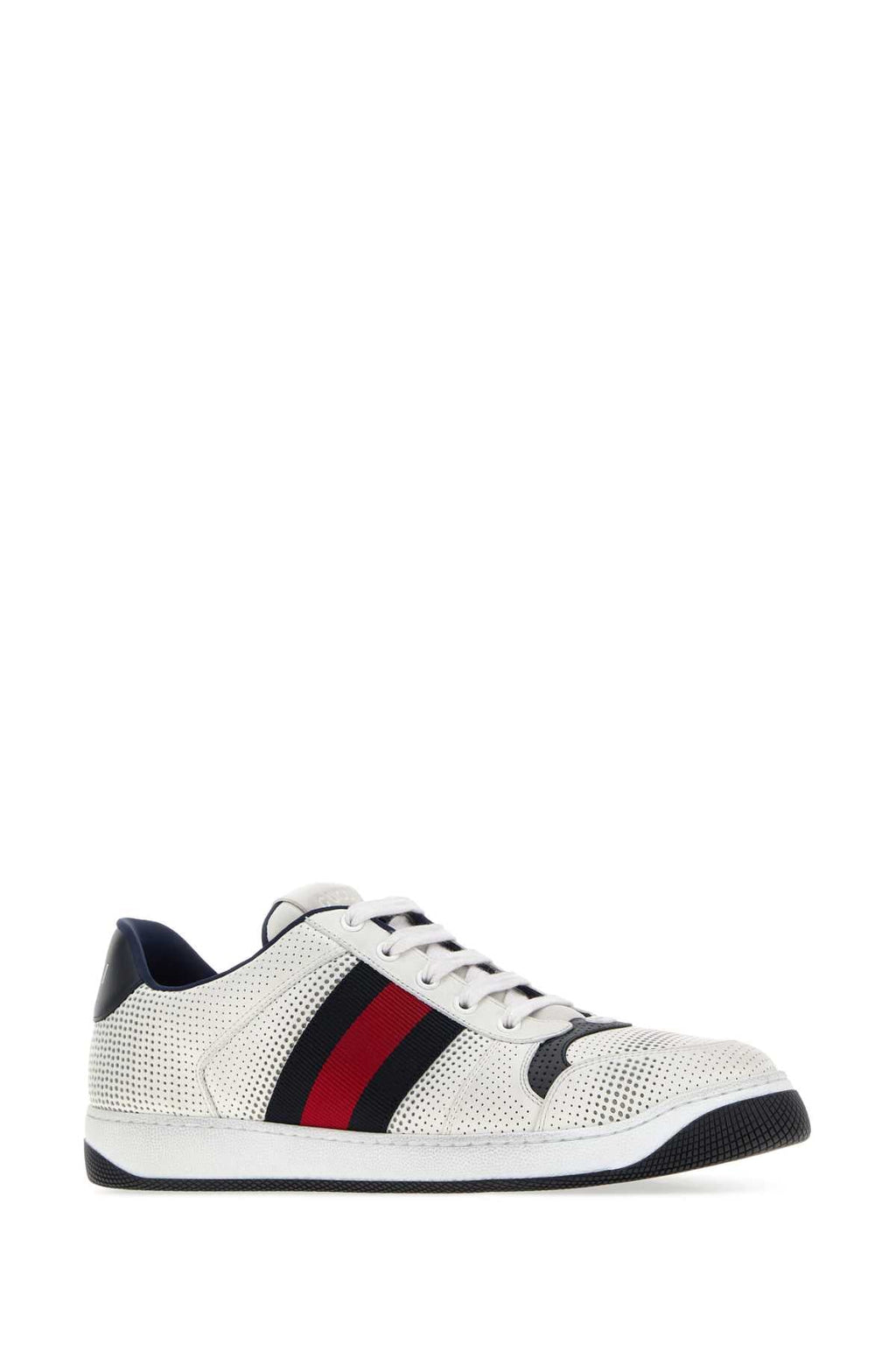 Gucci Men White Leather Screener Sneakers