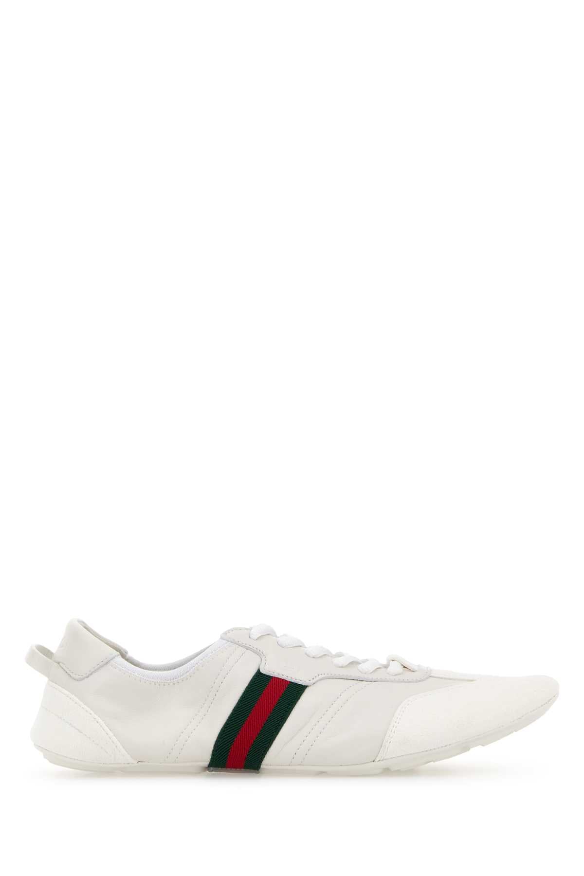 Gucci Women White Leather And Suede Flex Sneakers