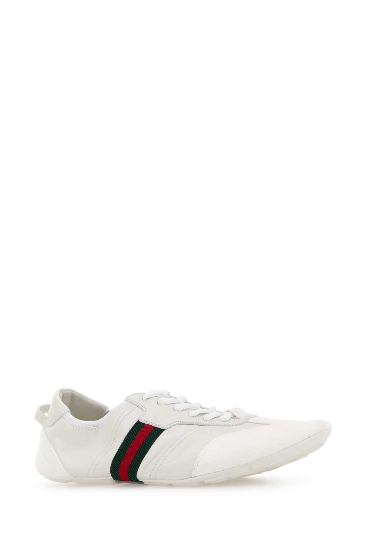 Gucci Women White Leather And Suede Flex Sneakers