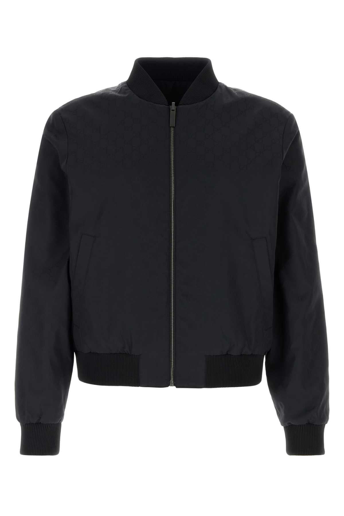 Gucci Men Black Gg Faille Reversible Jacket