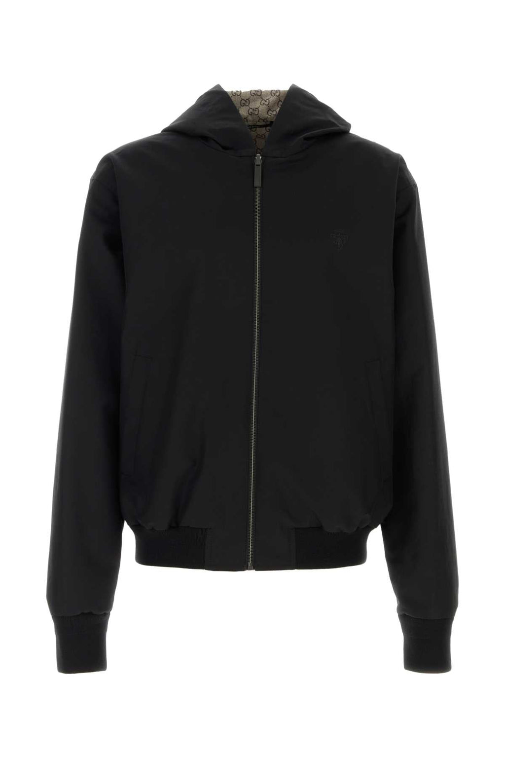 Gucci Men Black Cotton Reversible Jacket