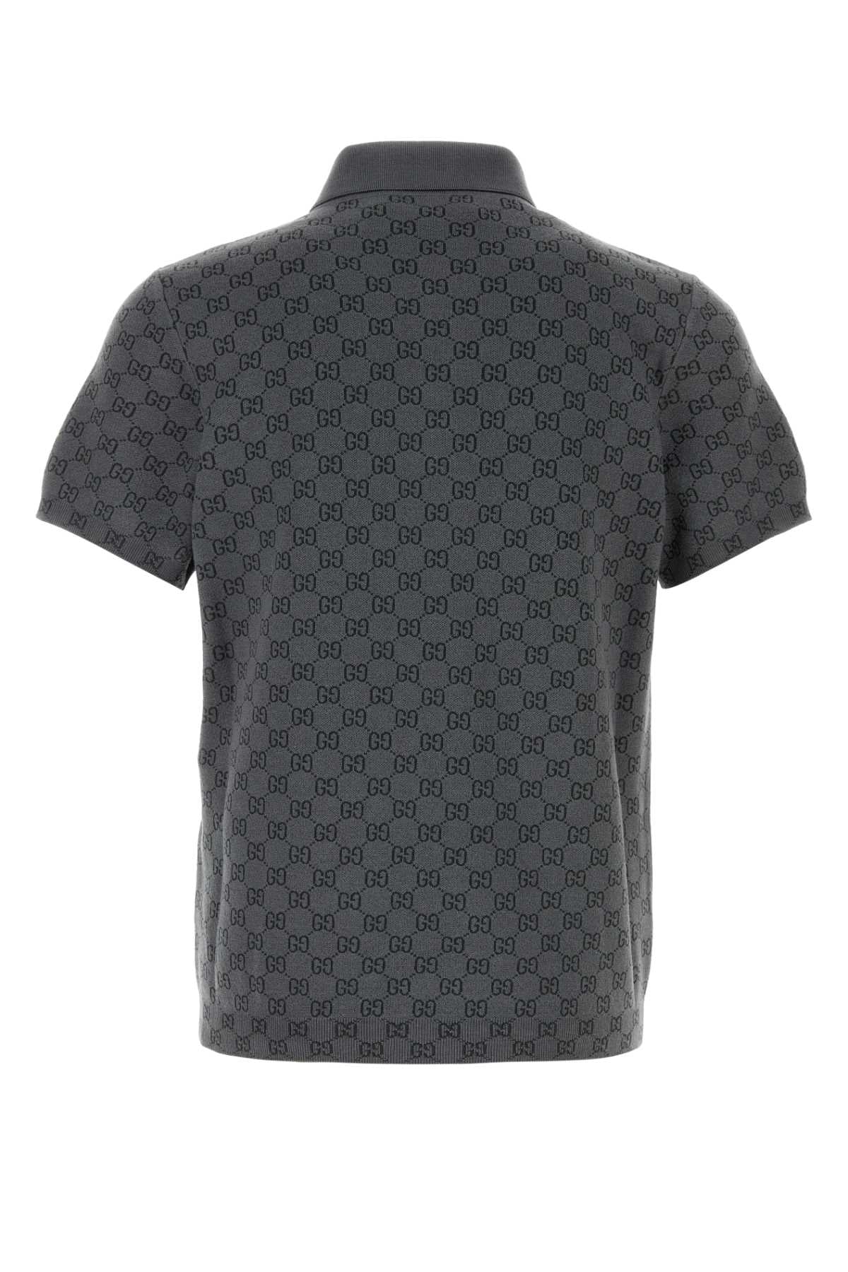 Gucci Men Grey Gg Knit Polo Shirt