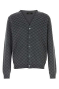 Gucci Men Embroidered Wool Blend Cardigan