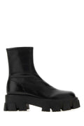 Prada Women Black Nappa Leather Monolith Ankle Boots