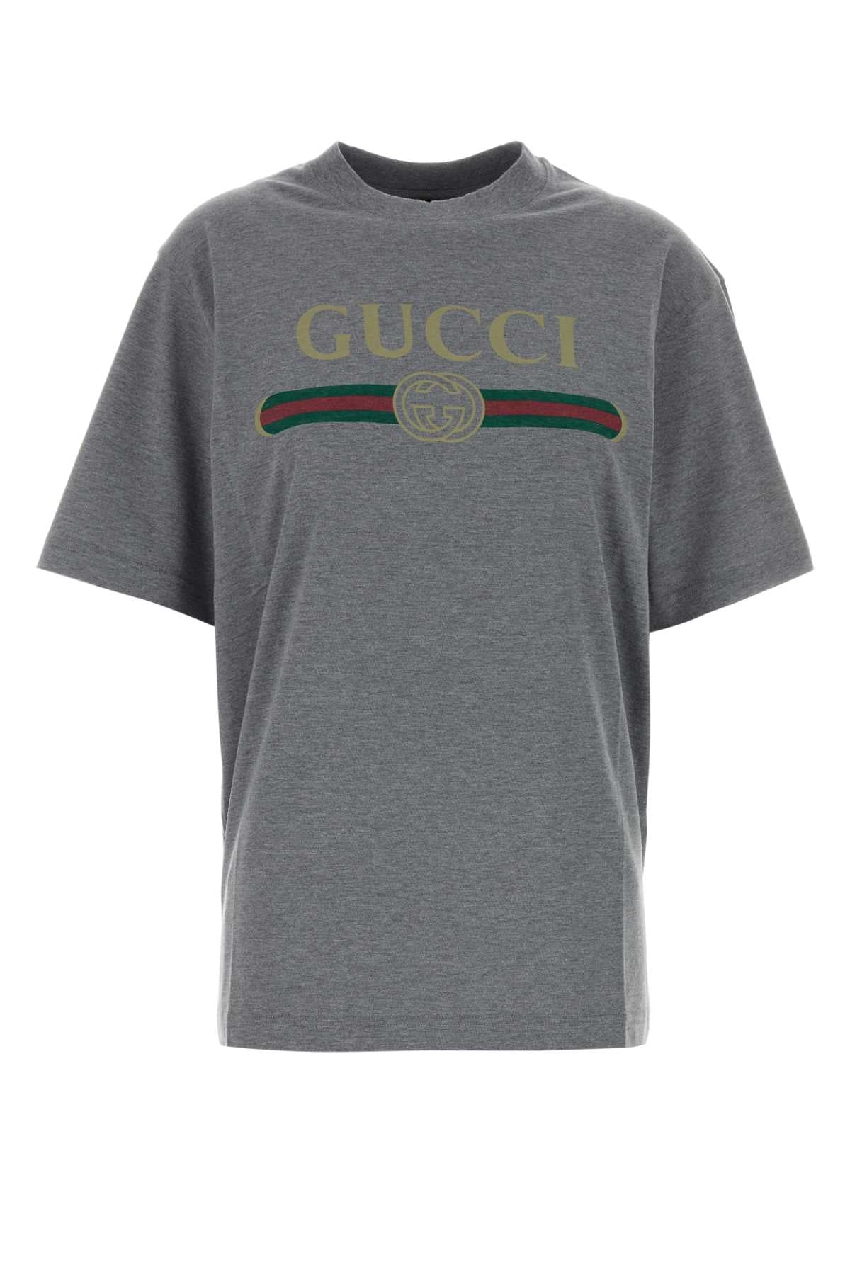 Gucci Women Dark Grey Cotton Blend T-Shirt