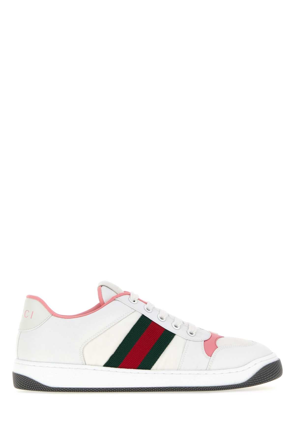 Gucci Women White Fabric Screener Sneakers