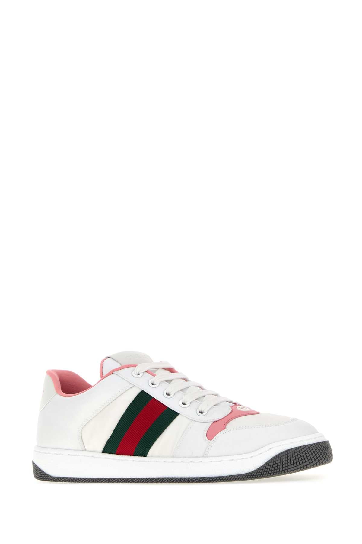 Gucci Women White Fabric Screener Sneakers